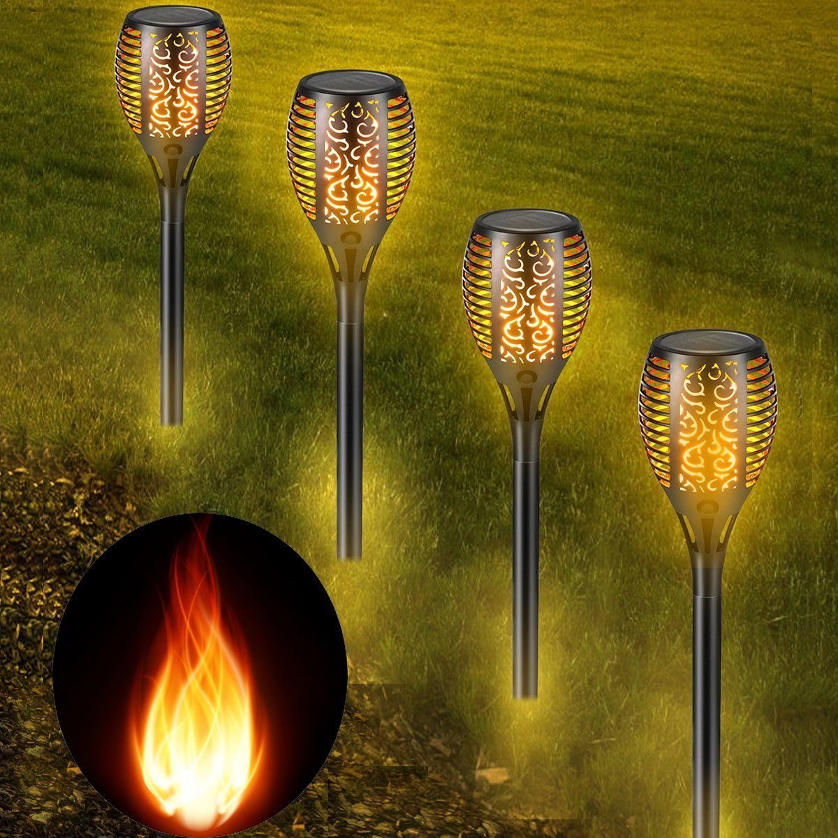 oyajia LED Solarleuchte 4x Solarleuchte LED Garten Beleuchtung